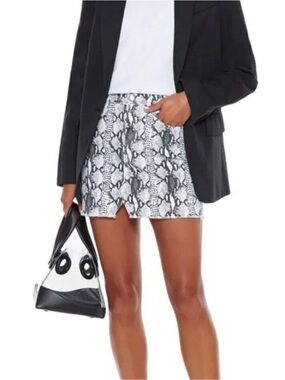 Frame Snake-Print Mini Skirt in Black & White